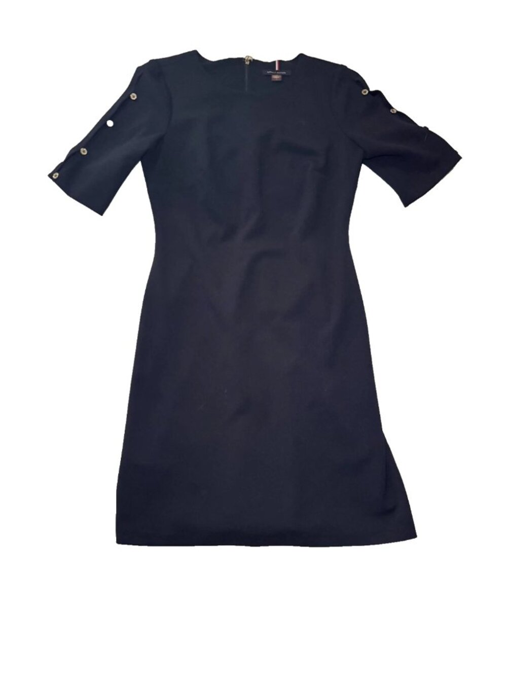 Tommy Hilfiger Dress Womens Size 2 Navy Sheath Career Office Stretch Gold Office